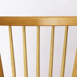 Vintage Beech Wood Kitchen Chair – 1960s German Design, Grey Upholstery