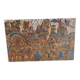 Ancien kamasan textile peint main bali mythologie guerre vintage