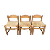 Straw seated wooden chairs