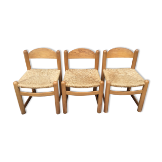 Straw seated wooden chairs