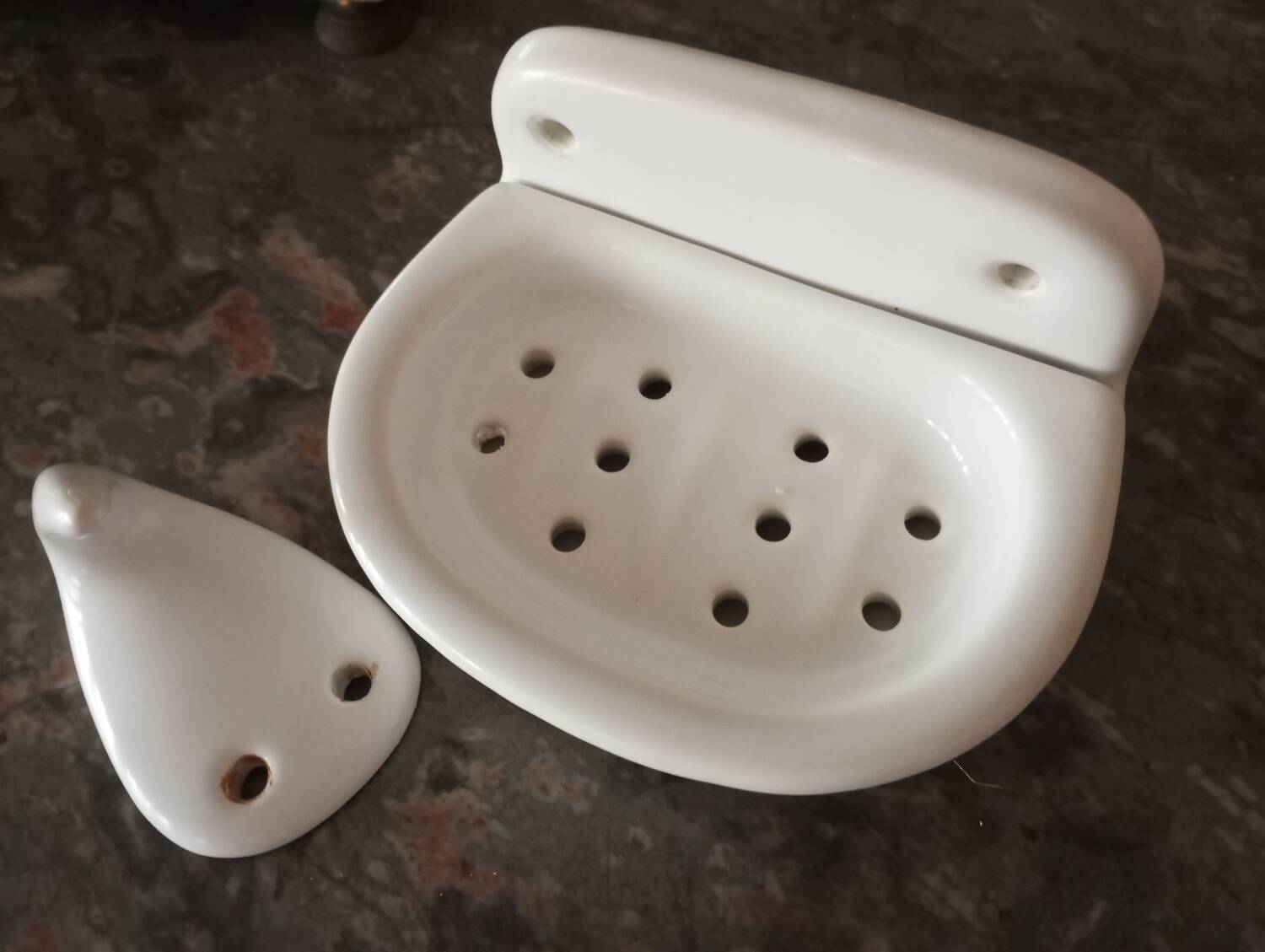 Ceramic soap dish and coat hook