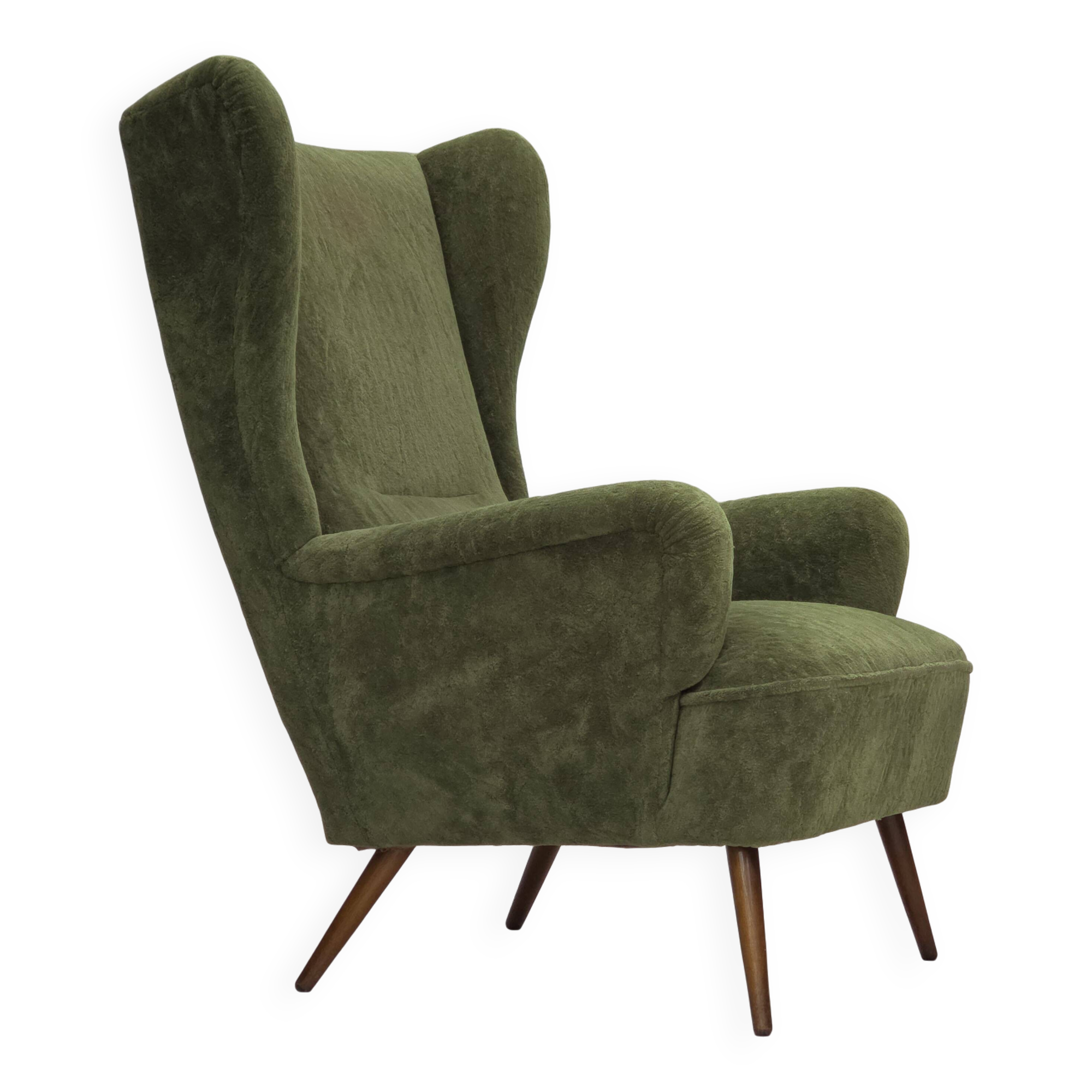 1960s, Scandinavian design, highback armchair, furniture velour.