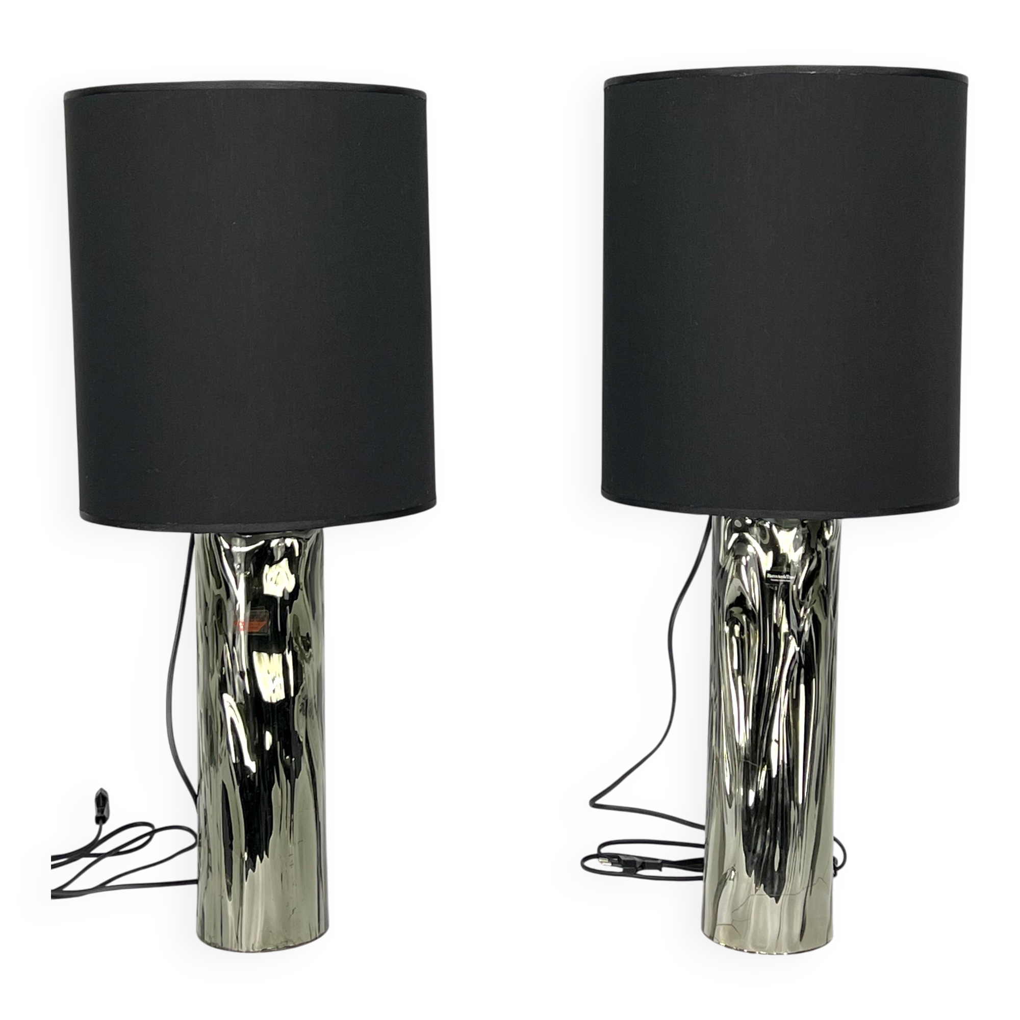 Barovier & Toso, pair of Murano glass table lamps from 70s. Labeled
