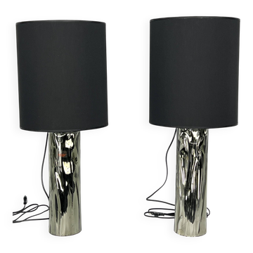 Barovier & Toso, paire de lampes de table en verre de Murano des années 70. Étiqueté.