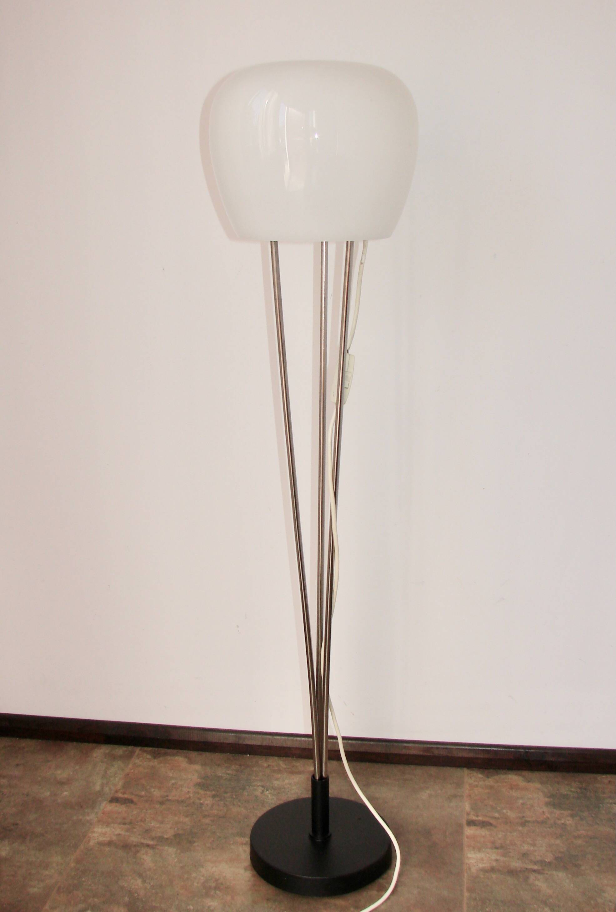 A. Gałęcki Floor Lamp, Poland, 1970s, Metal And Glass, Vintage