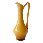 Vintage 1960s Portuguese Opaline Mustard Glass Jug