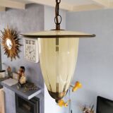 Suspension pendentif française en verre vintage années 1950