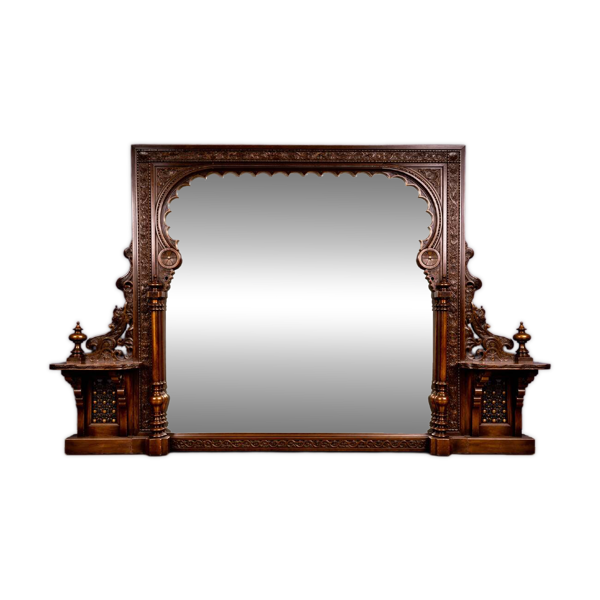 Miroir monumental ancien en bois sculpté – style orientaliste / mauresque – fin XIXe siècle — Beyit