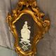 Mirror Rocaille Louis XV gilded wood decorated with a candle display depicting a lady Venice xixth