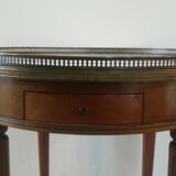 Louis XVI style hot water bottle table in walnut and mahogany