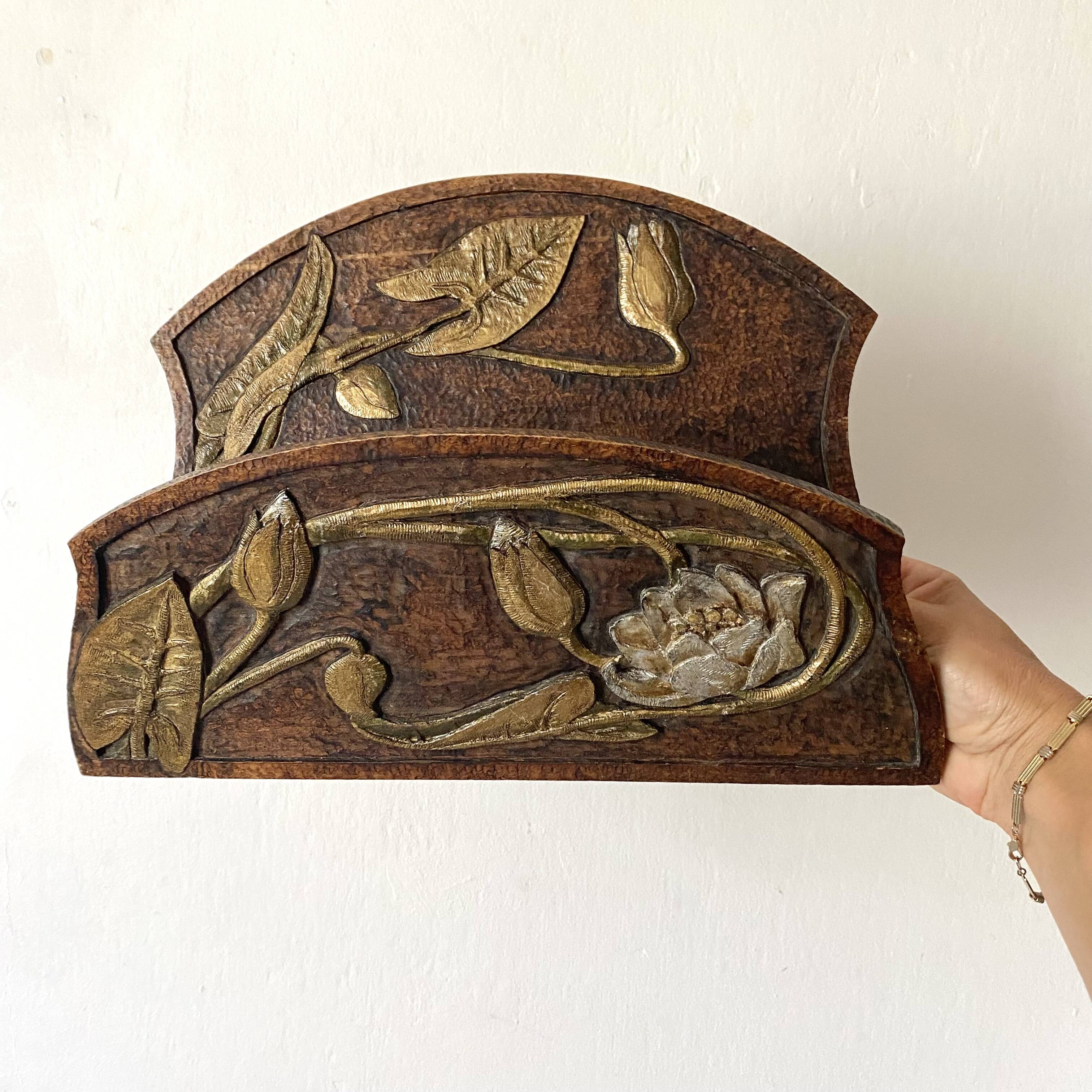 Art Nouveau wall mail holder