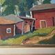 Original Swedish Oil On Canvas – “Red Barns” By L. Wuariner – Vintage & Framed