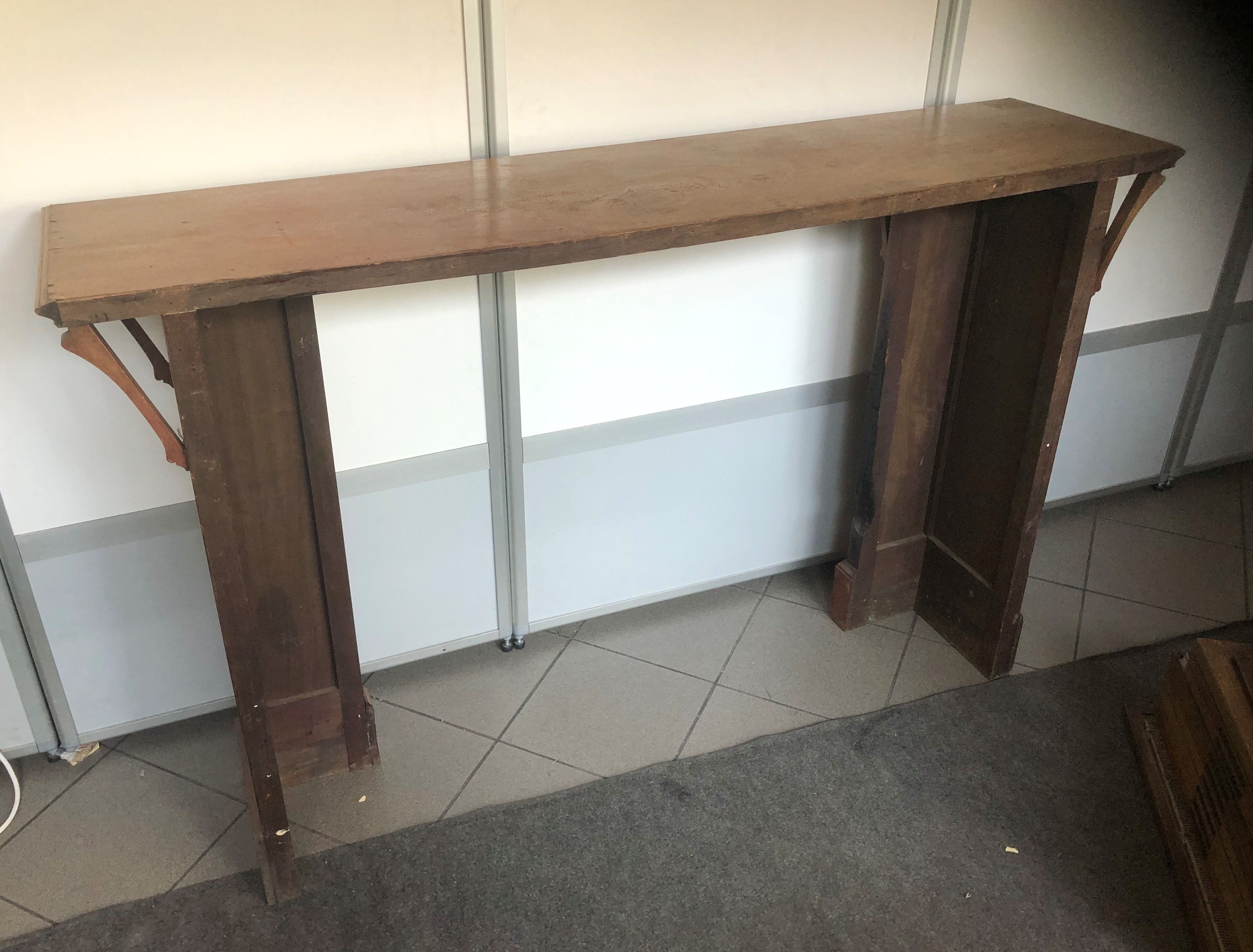 Fireplace art nouveau wood oak mantle façade dressing console