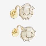Pair of mother-of-pearl flower sconces