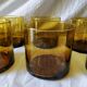 Serie of 6 yellow amber whisky glasses years 70