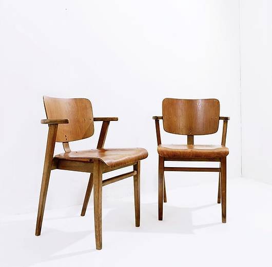 Pair of Mid-century plywood beech chairs - Ilmari Tapiovaara style plywood Chairs