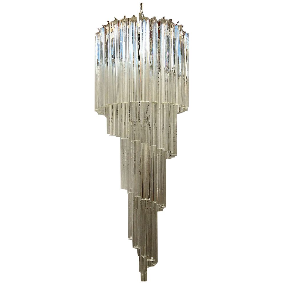 Clear triedro murano glass twister chandelier