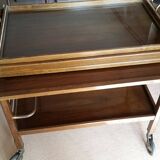 Vintage rolling service (wood, glass and brass)