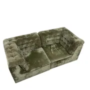 Vintage Modular Velvet Sofa Olive 2 seater