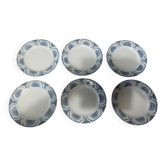 Assiettes plates série de six terre de fer Saint Amand décor Egypt