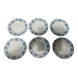 Flat plates set of six ironstone Saint Amand Egypt decoration