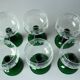 6 Roemer wine glasses with engraving on a handmade wrought iron stand, vintage