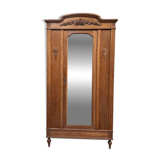 Antique oak wardrobe with mirror (renovated)