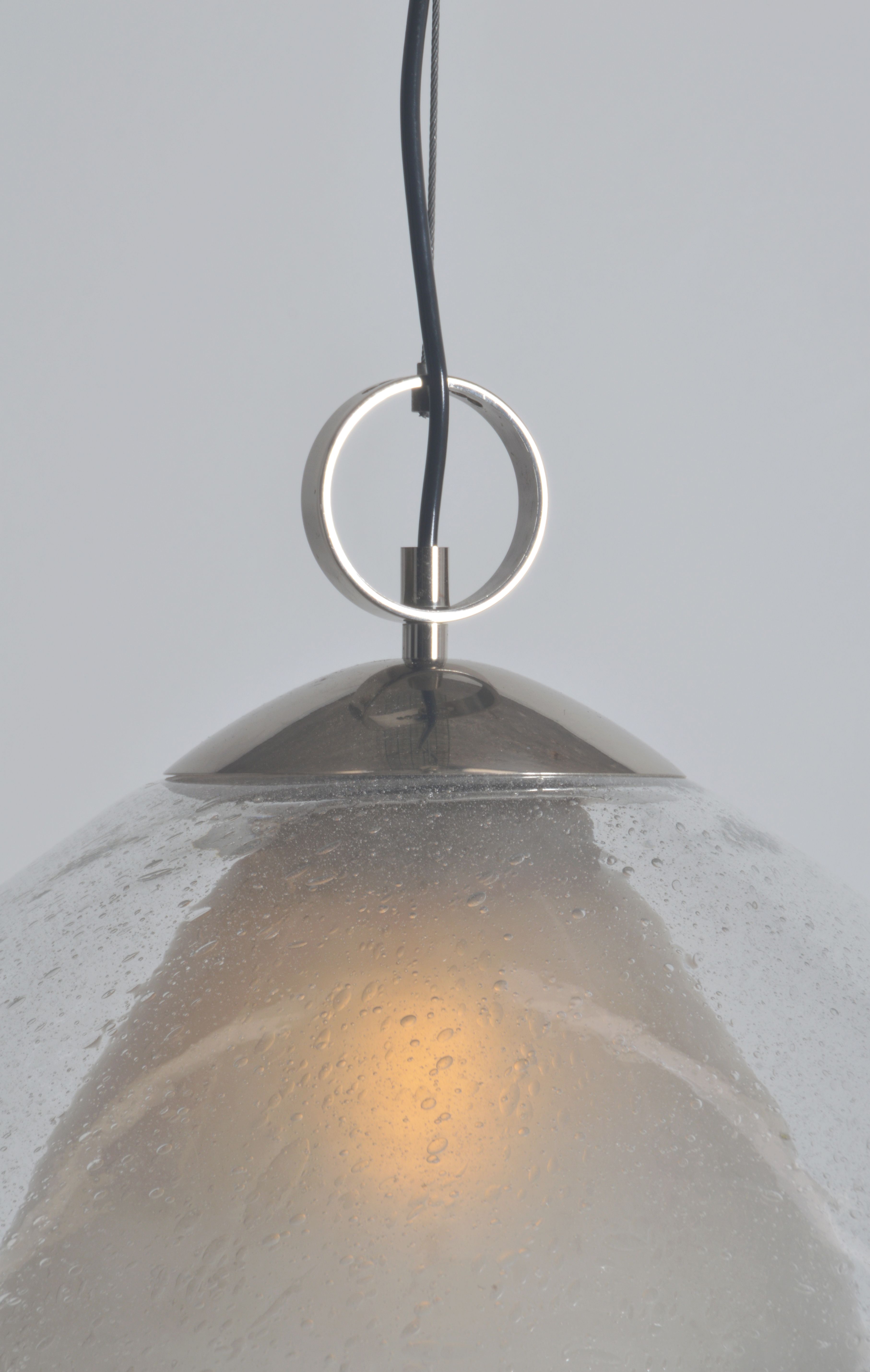 Mid-century glass and chrome hanging lamp, 1970s