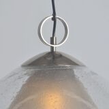 Mid-century glass and chrome hanging lamp, 1970s