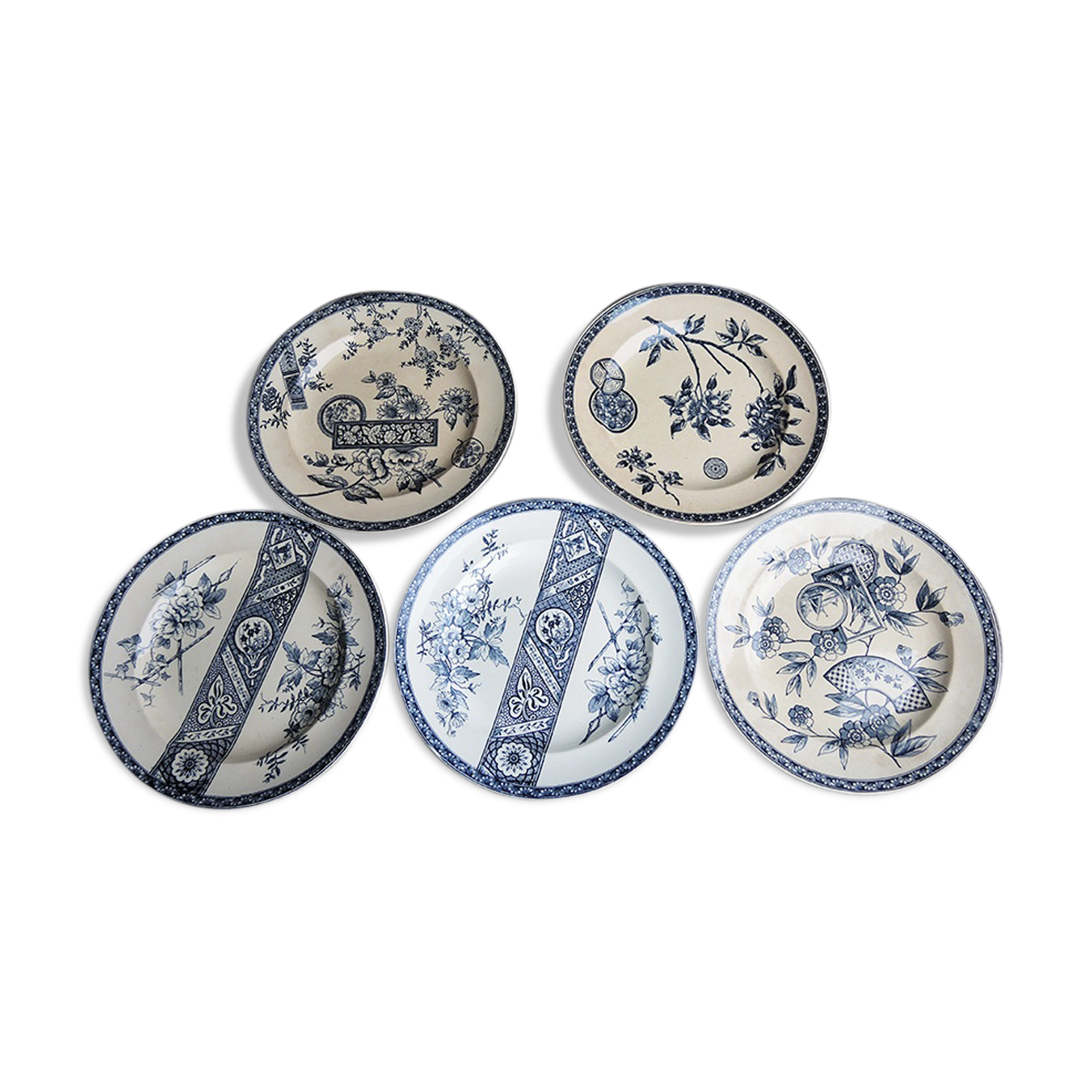 5 plates land of fire plates - signed Vermont Freres Paris
