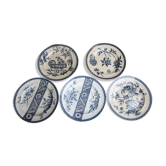 5 assiettes plates terre de feu - signées Vermont Frères Paris