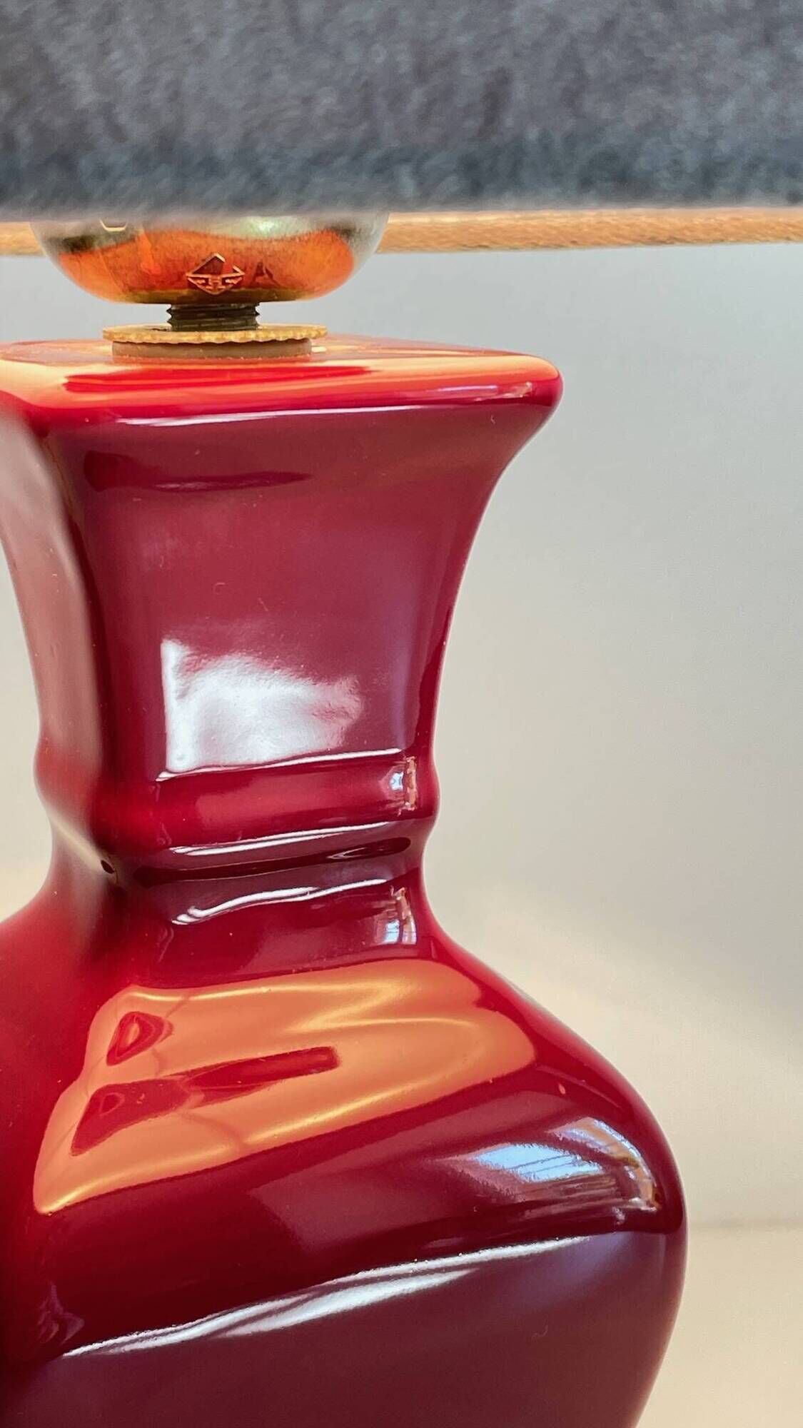 VINTAGE Chic Ceramic and Velvet LAMP