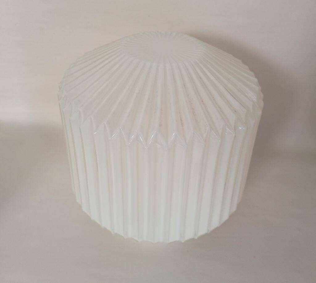 Vintage Mid-Century Pleated Milk Glass Lamp Shade