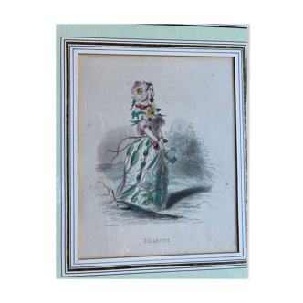 Lot de 2 gravures encadrées "Fleurs animées" JJ Grandville