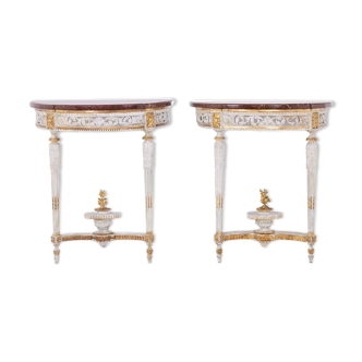 Malot. Pair of lacquered consoles from the Louis XVI period. Circa 1780.