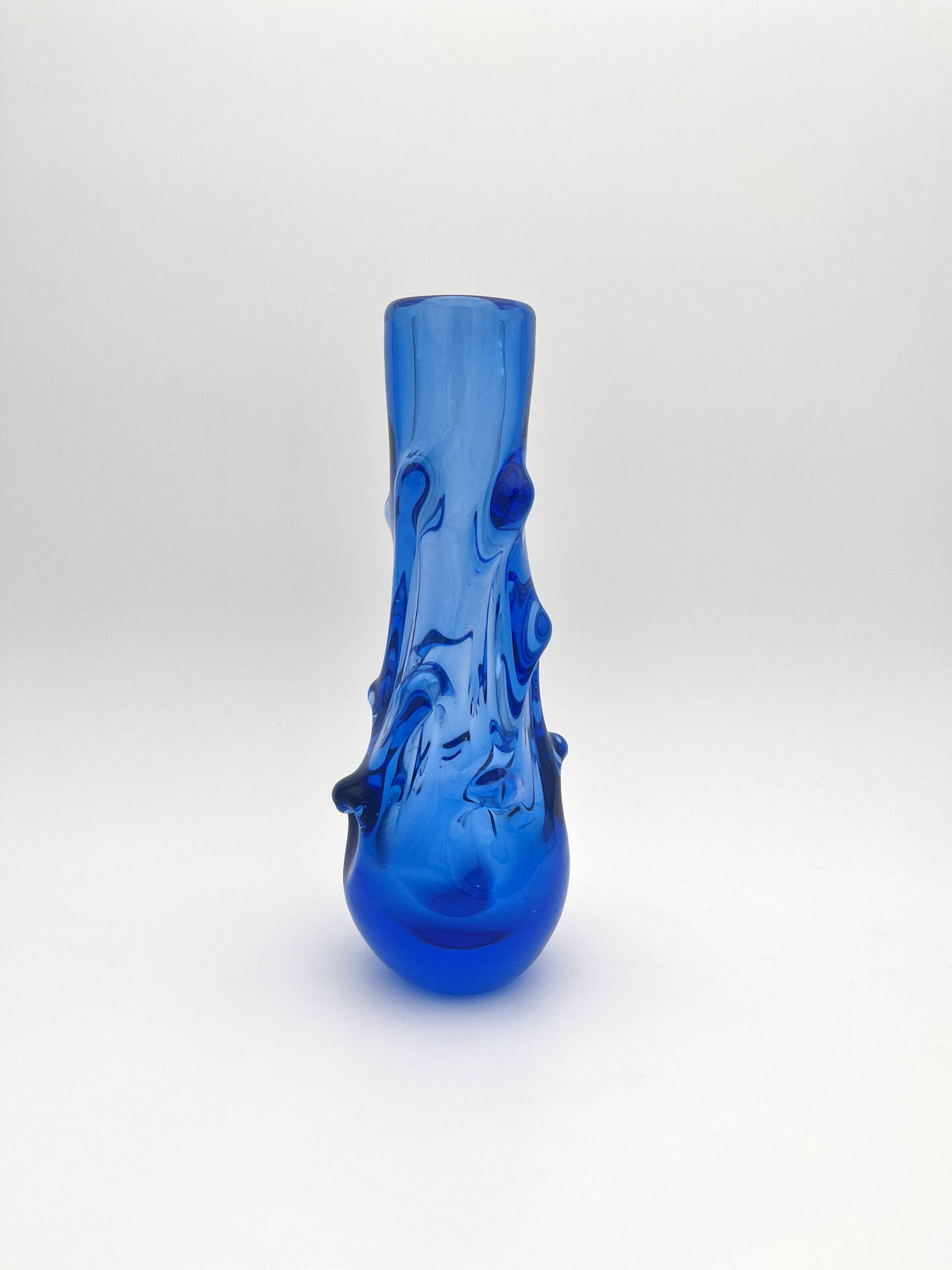 Vase Jan Beránek Chribska Art Glass Blue 27cm 1.68kg Mid-Century