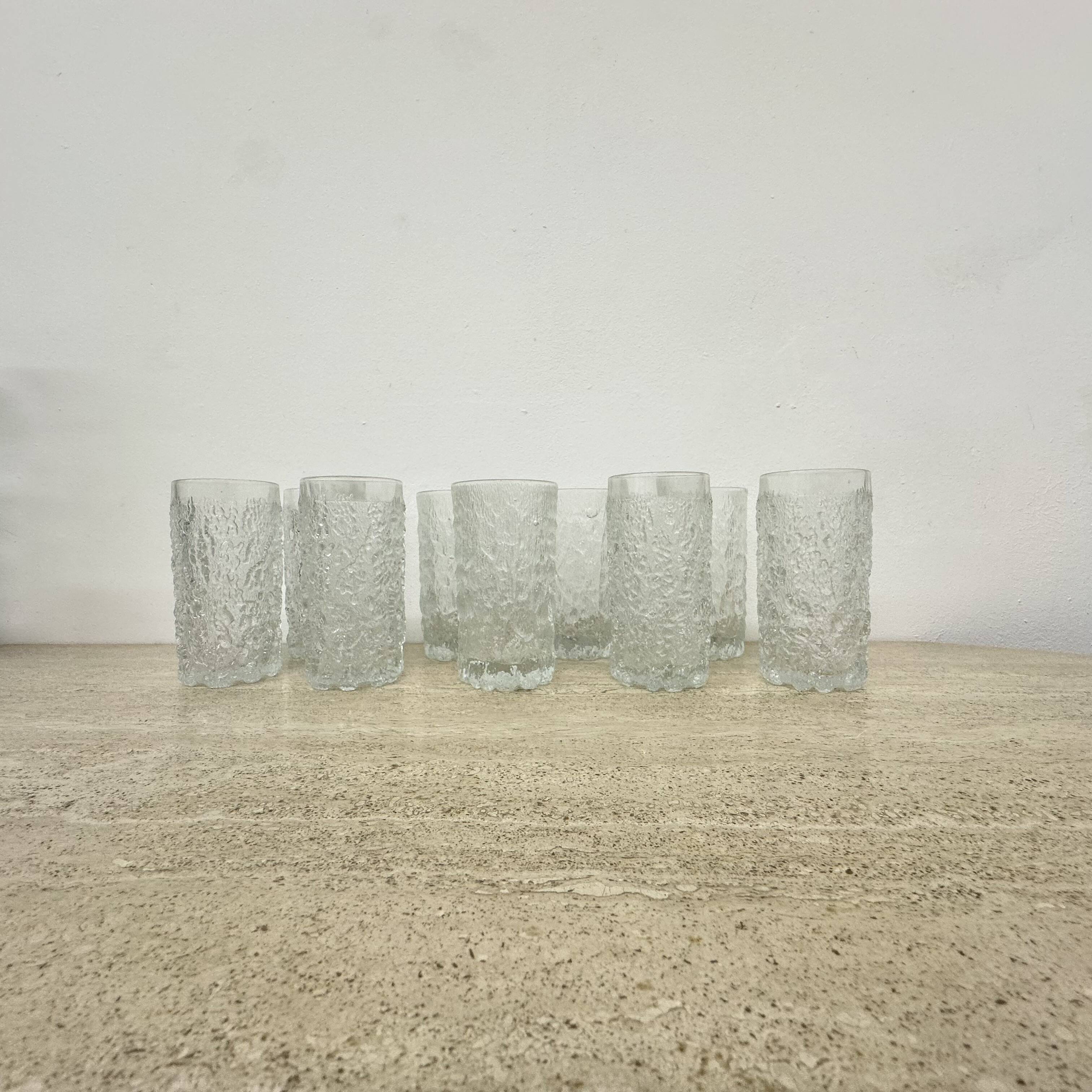 Set of 9 bark glass drink glasses by Goebel charlottenhutte, 1970s, Germany