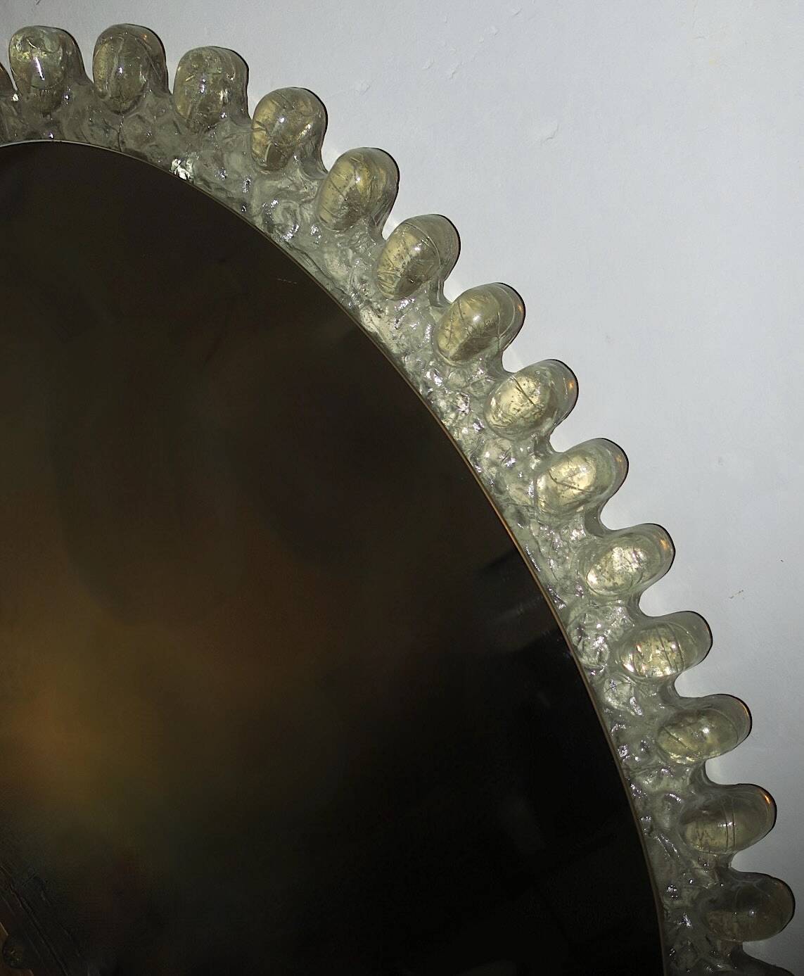 Egon Hillebrand large oval lucite illuminated wall mirror, 80 cm x 50 cm, 1960s