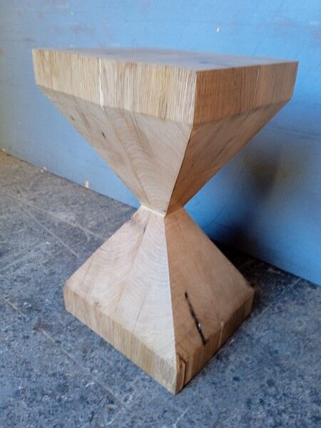 Vintage solid chene diabolo stool