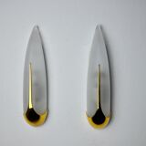 Pair of sconces "ears" idearte, glass and metal, Spain 1980