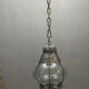 Wrought Iron Tinted Blue Murano Glass Light Pendant 1960’s
