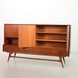 Louis van Teeffelen Vintage Design Teak Wooden High Sideboard for Webe 60s