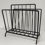 Modernist magazine holder black iron 60s