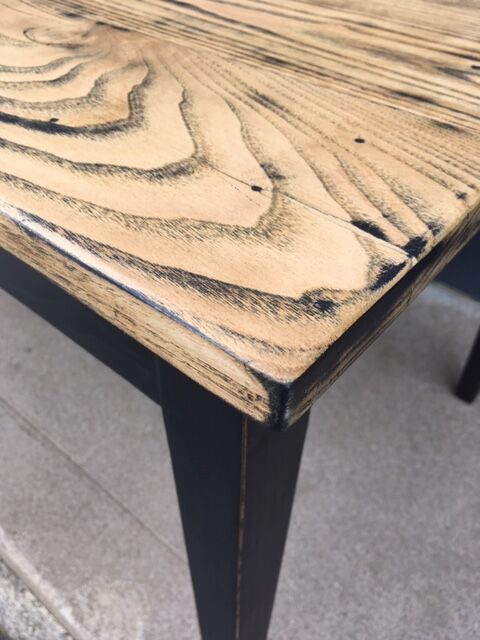 Black farm table and rough top