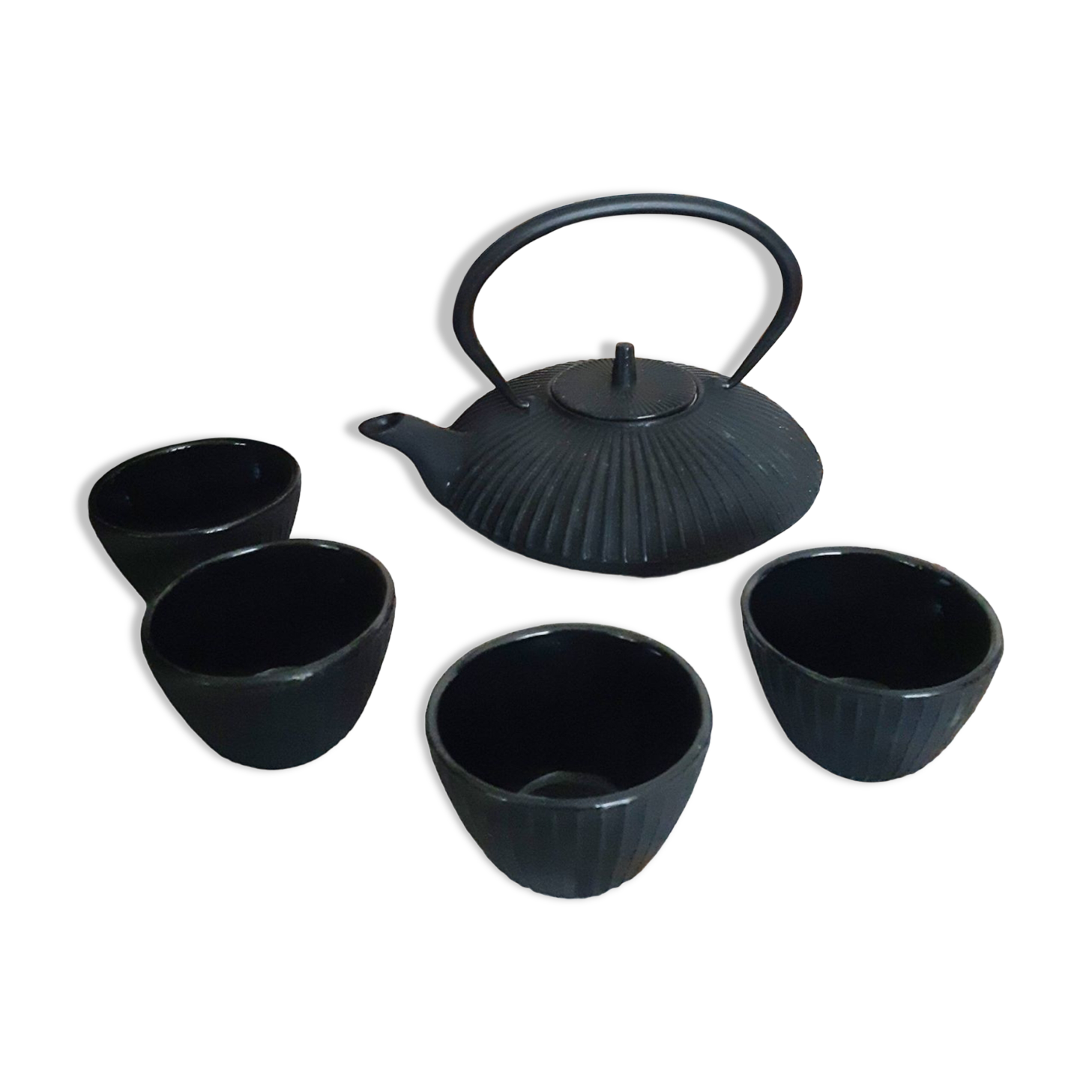 Japanese black cast iron tea set