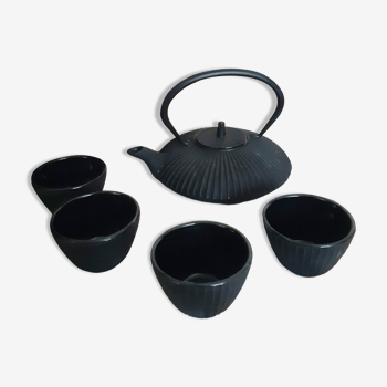 Japanese black cast iron tea set