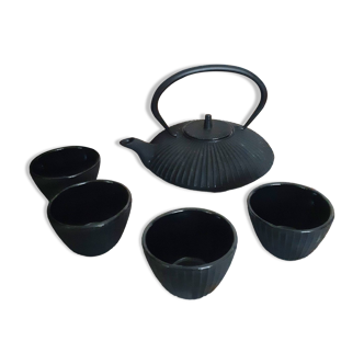 Japanese black cast iron tea set