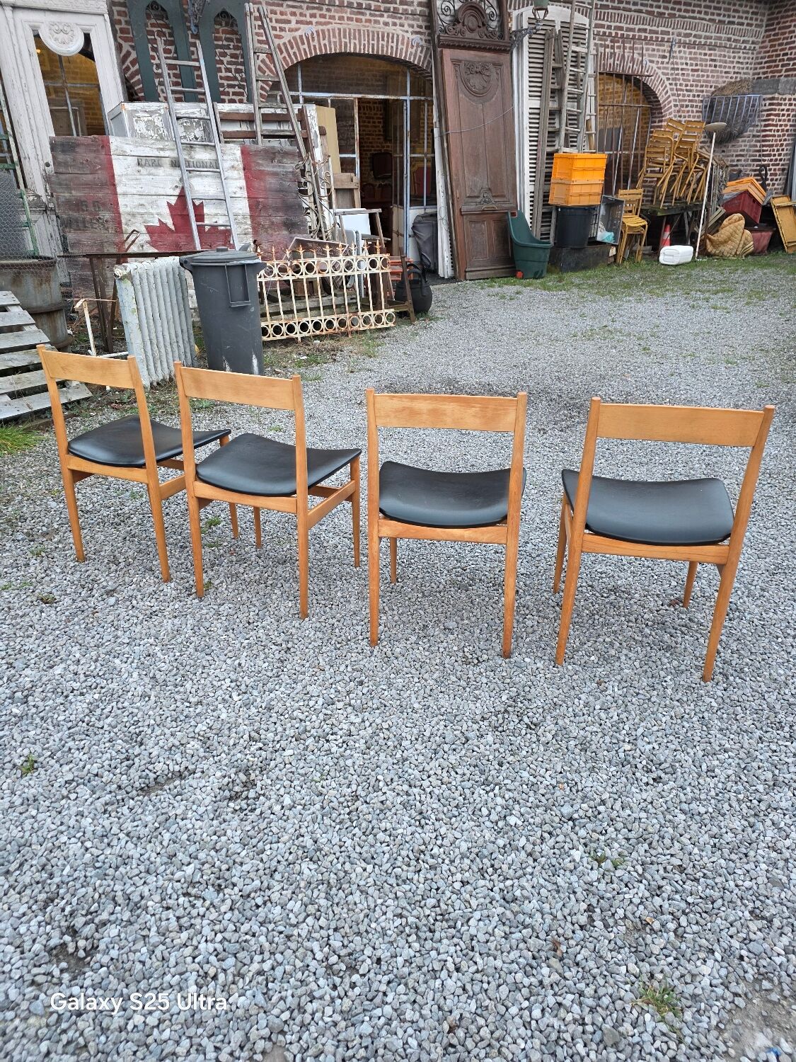 4 Scandinavian beech chairs from the 1960s.