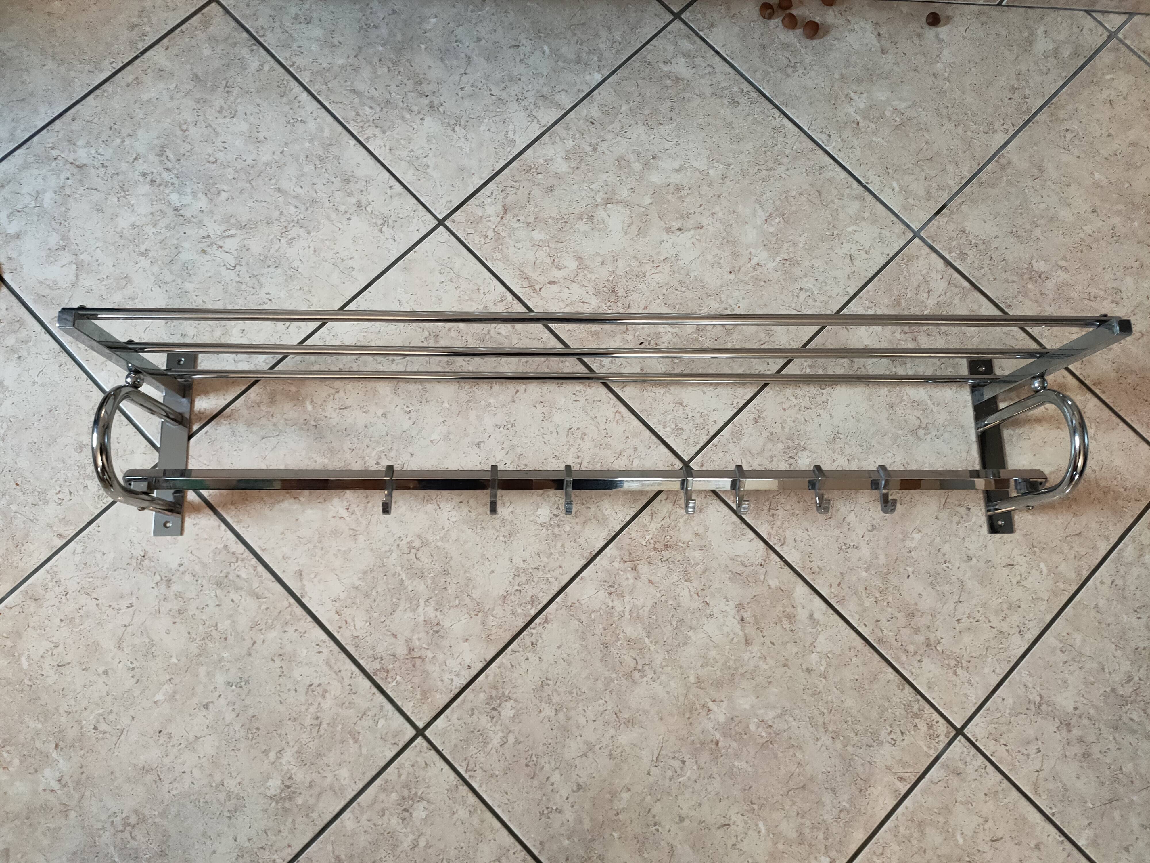 art deco coat rack in chrome metal