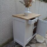 Vintage Parisian buffet re-enchanted in pearl grey, wooden top.